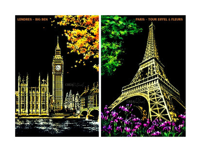 Peinture à gratter – Villes du Monde (Édition Nocturne)
